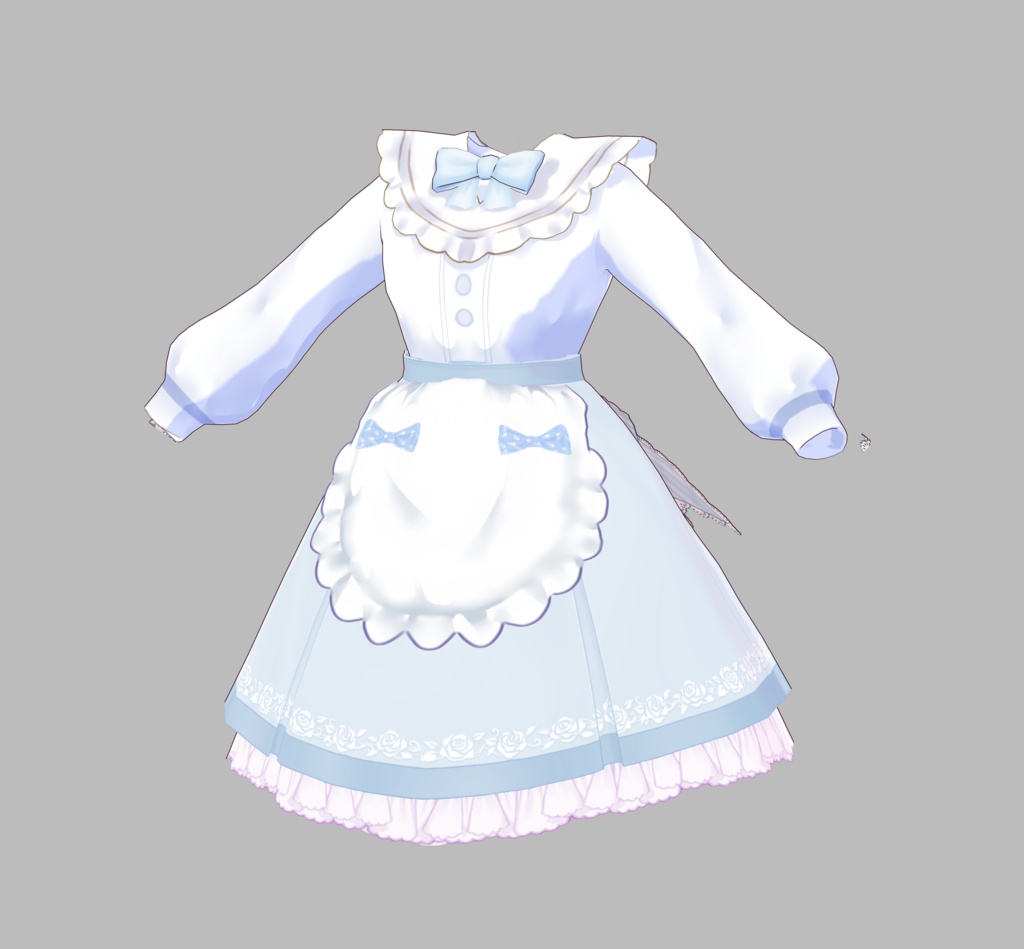 【VRoid】Cute maid style Lolita bow dress(Four colors)