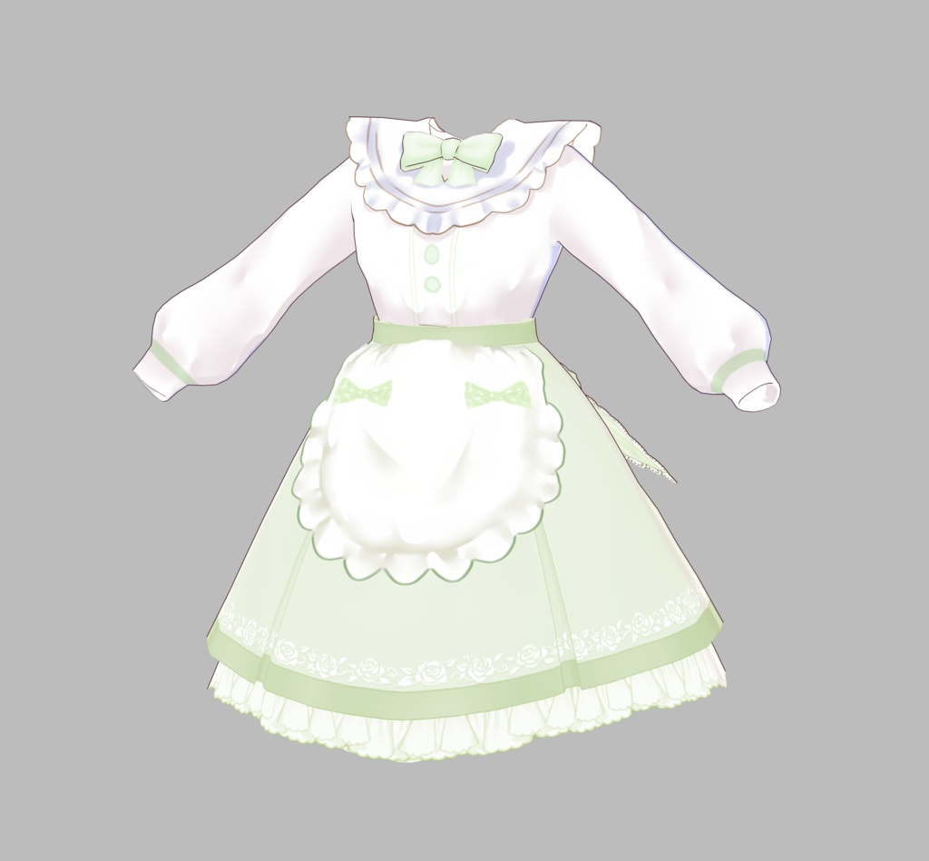 【VRoid】Cute maid style Lolita bow dress(Four colors)