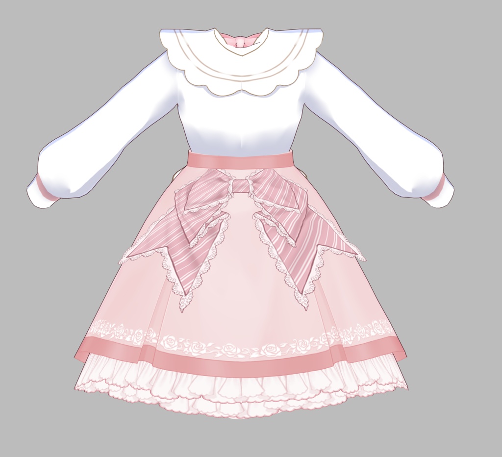 【VRoid】Cute maid style Lolita bow dress(Four colors)