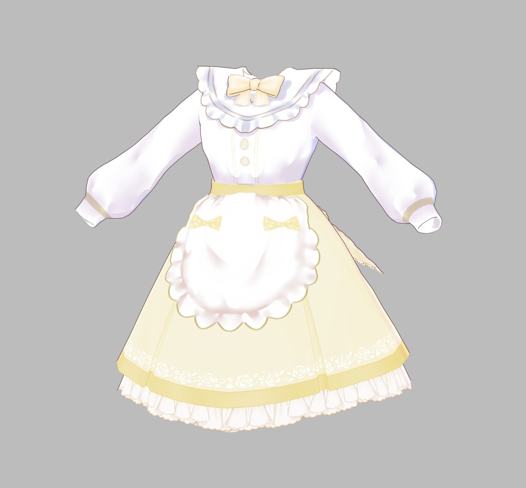 【VRoid】Cute maid style Lolita bow dress(Four colors)