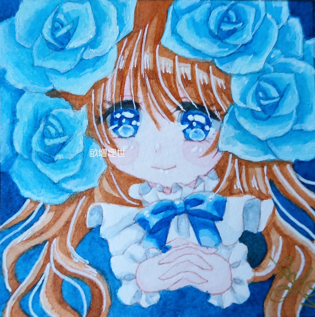 15『薔薇』透明水彩画　原画　ハガキサイズ