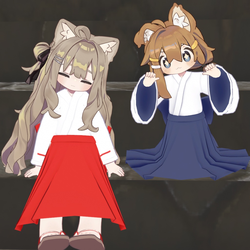 【こまいぬ通り、まめフレンズ対応】シンプル巫女服