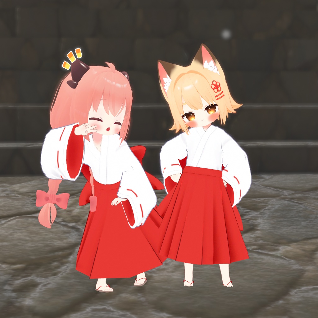 【こまいぬ通り、まめフレンズ対応】シンプル巫女服