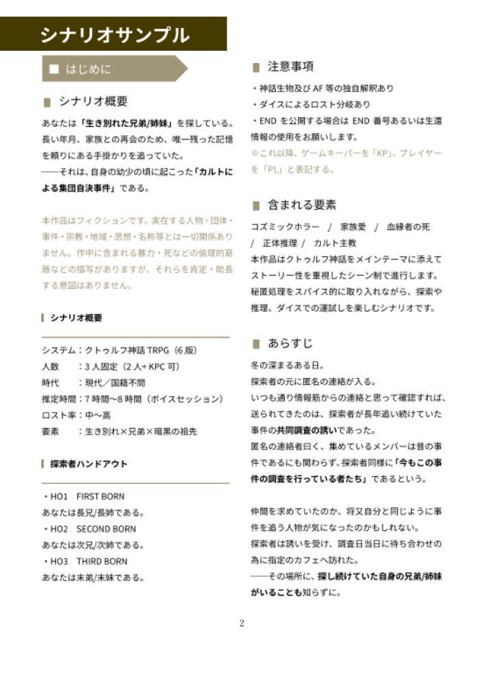 【CoCシナリオ】The Long-Lost Siblings SPLL:E187463