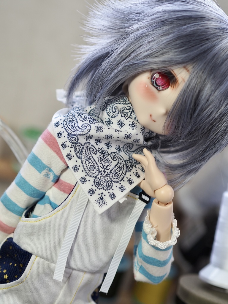 ☆MDD用 星のオーバーオール☆ +ペイズリー柄のバンダナ