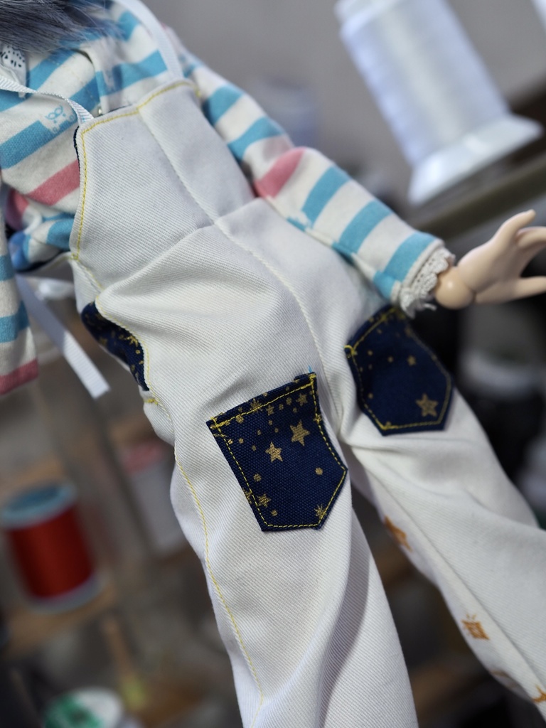 ☆MDD用 星のオーバーオール☆ +ペイズリー柄のバンダナ