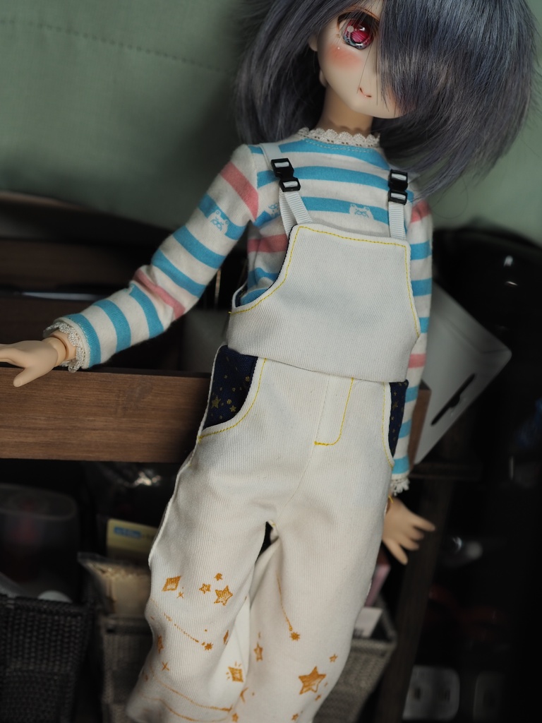 ☆MDD用 星のオーバーオール☆ +ペイズリー柄のバンダナ