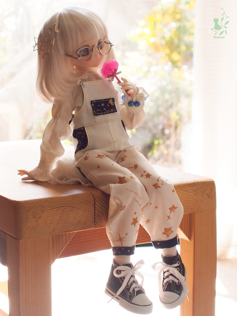 ☆MDD用 星のオーバーオール☆ +ペイズリー柄のバンダナ