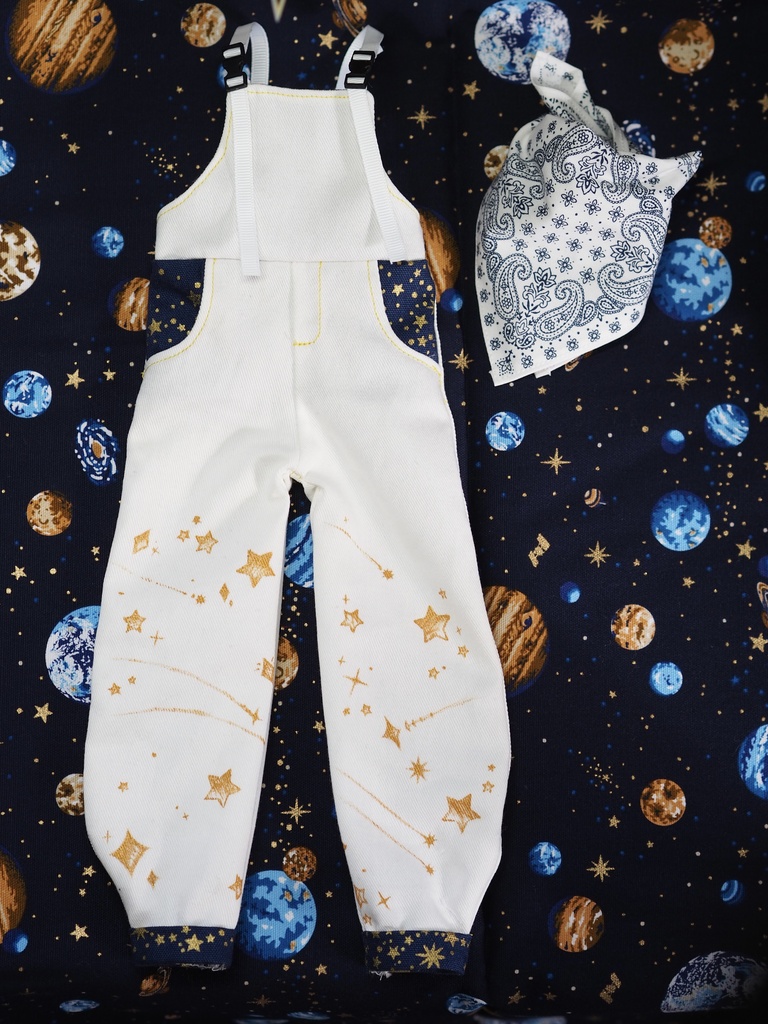 ☆MDD用 星のオーバーオール☆ +ペイズリー柄のバンダナ