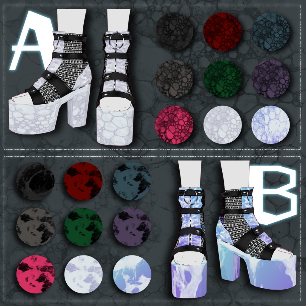 【VRoid正式版用】パンクなサマーブーツ【男女兼用】