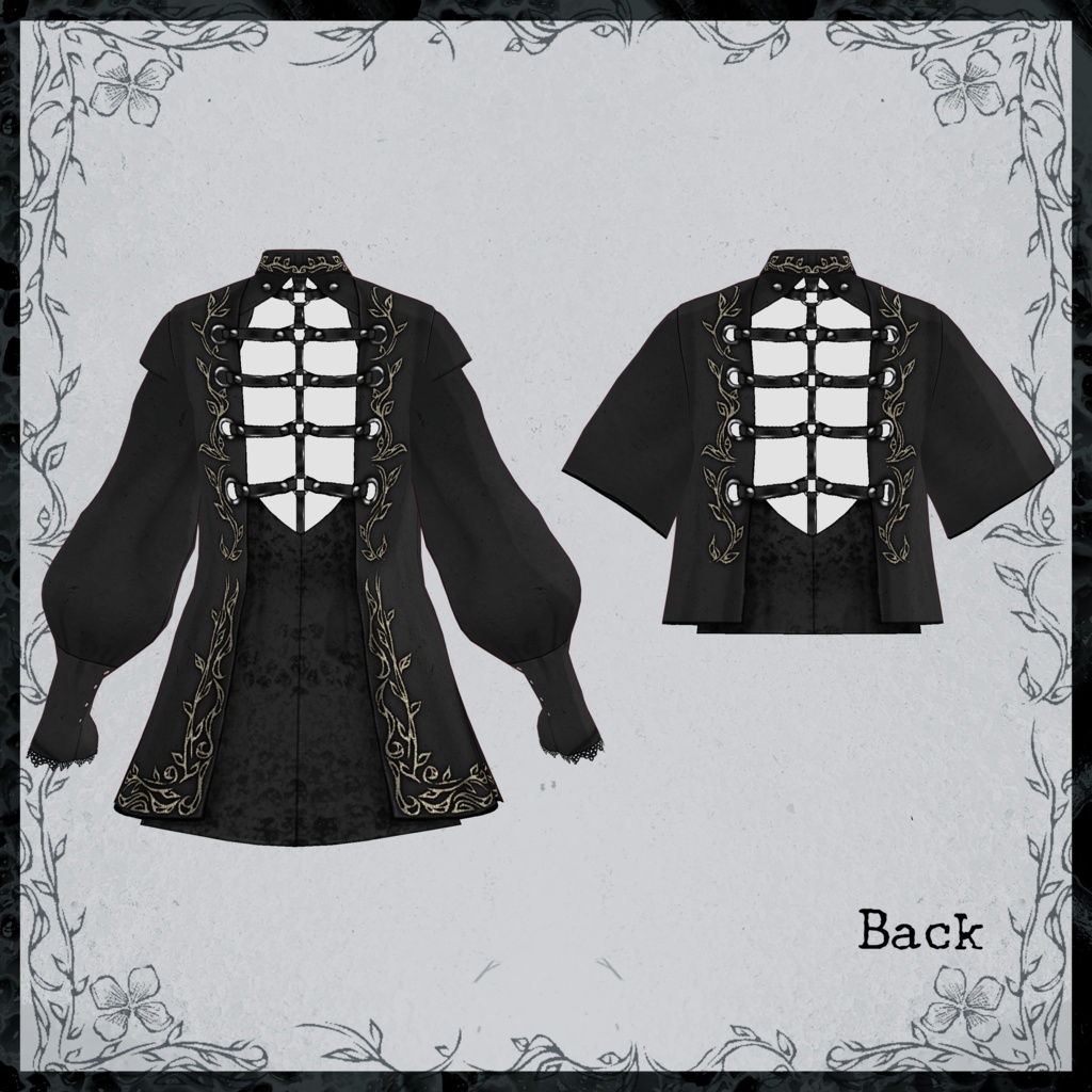 【VRoid正式版用】ボタニカル刺繍シャツ【男女兼用】