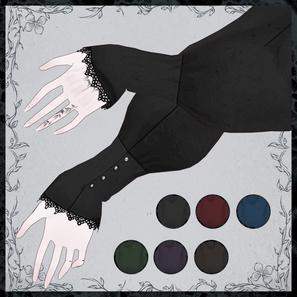 【VRoid正式版用】ボタニカル刺繍シャツ【男女兼用】