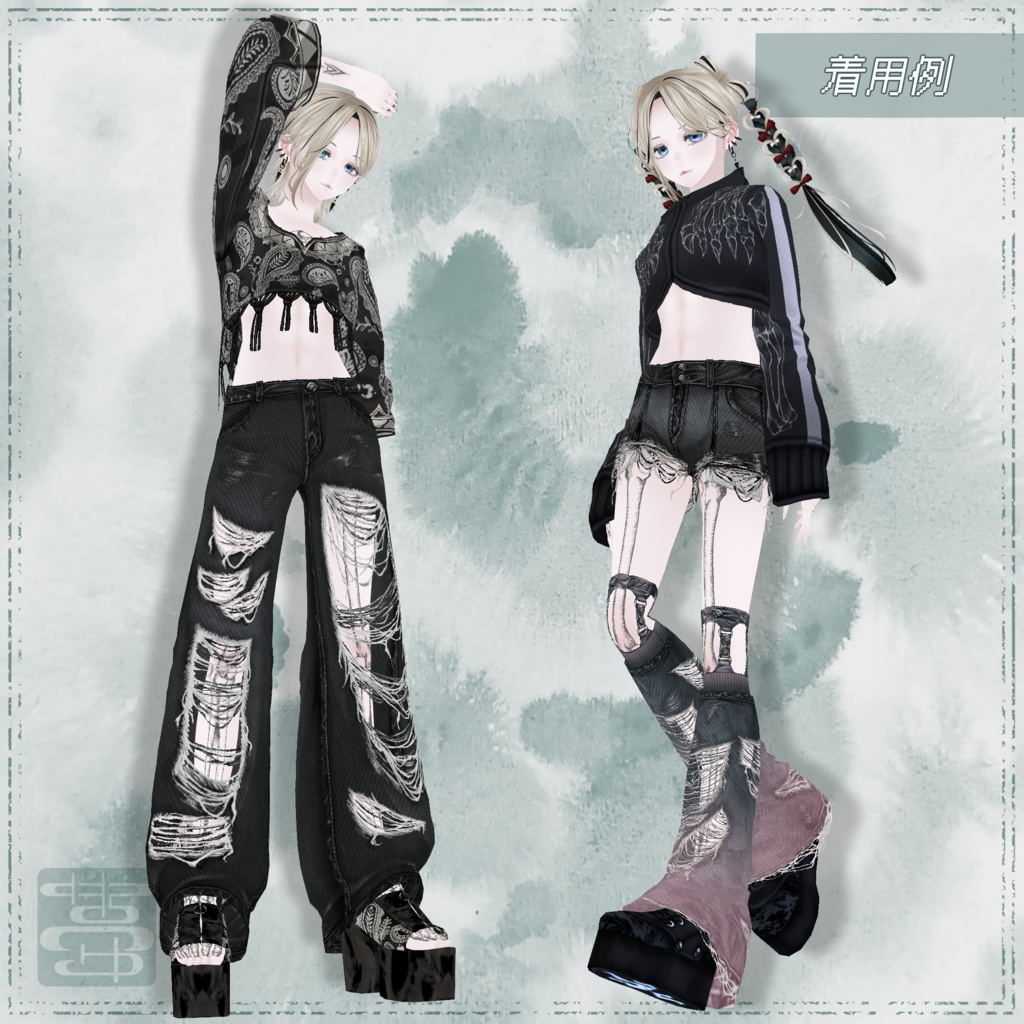 【男女兼用】シンプルダメージデニム【VRoid正式版用】