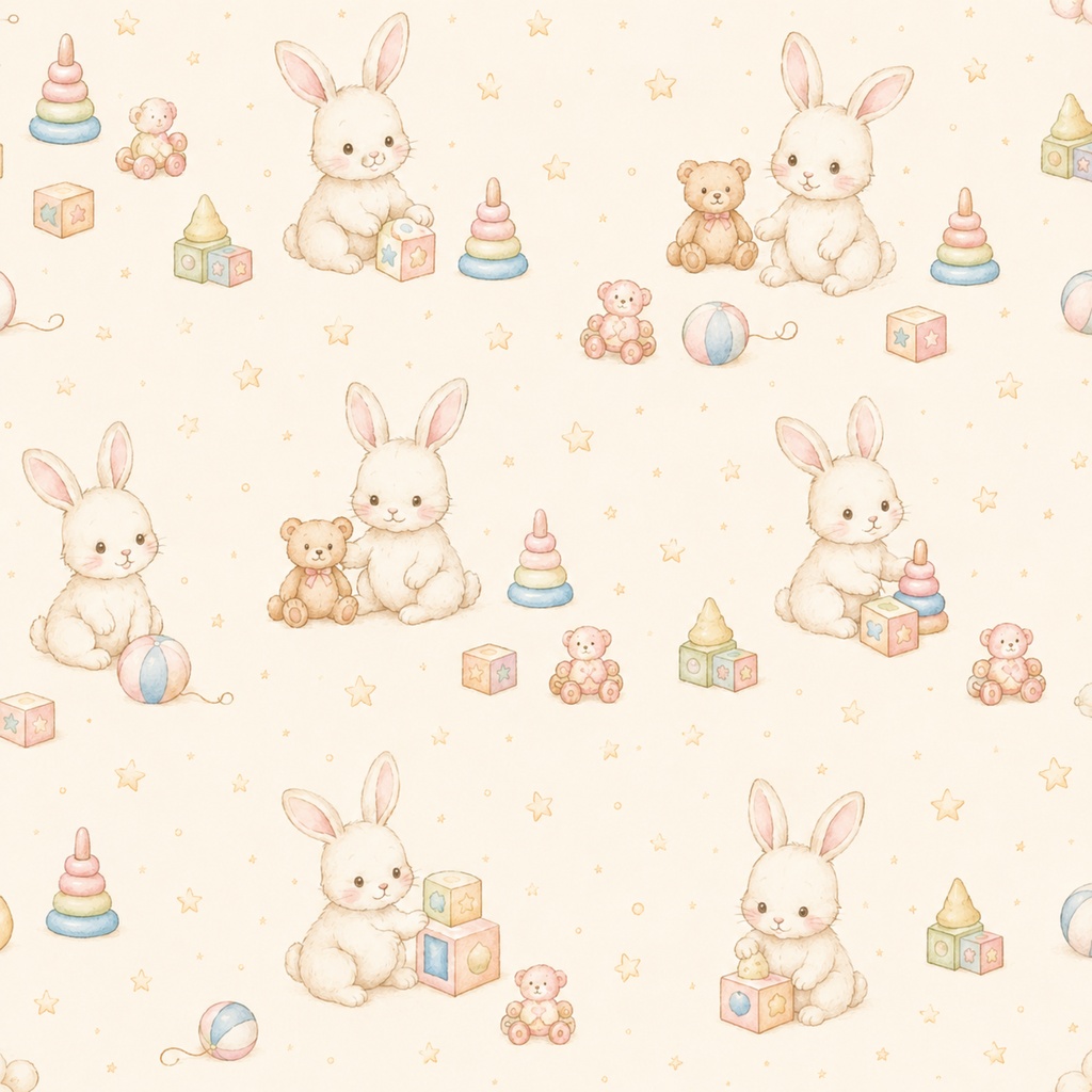 Baby Bunny|うさぎのデジタルペーパー12枚セット|ベビーピンク・水彩・PNG