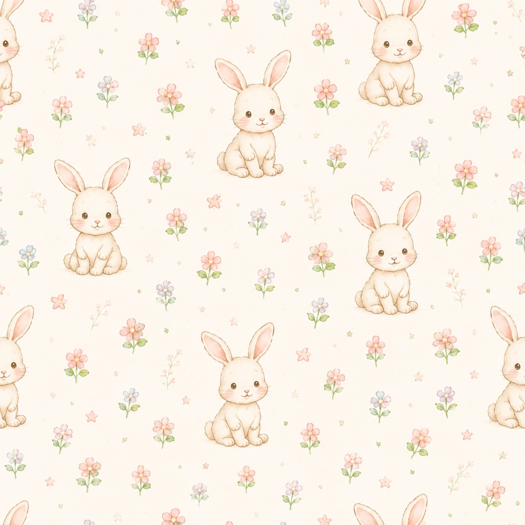 Baby Bunny|うさぎのデジタルペーパー12枚セット|ベビーピンク・水彩・PNG