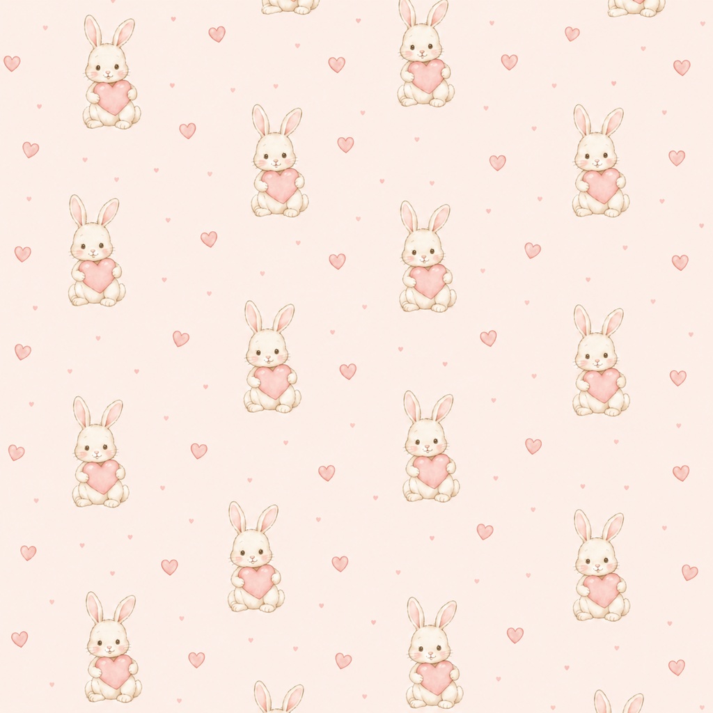 Baby Bunny|うさぎのデジタルペーパー12枚セット|ベビーピンク・水彩・PNG