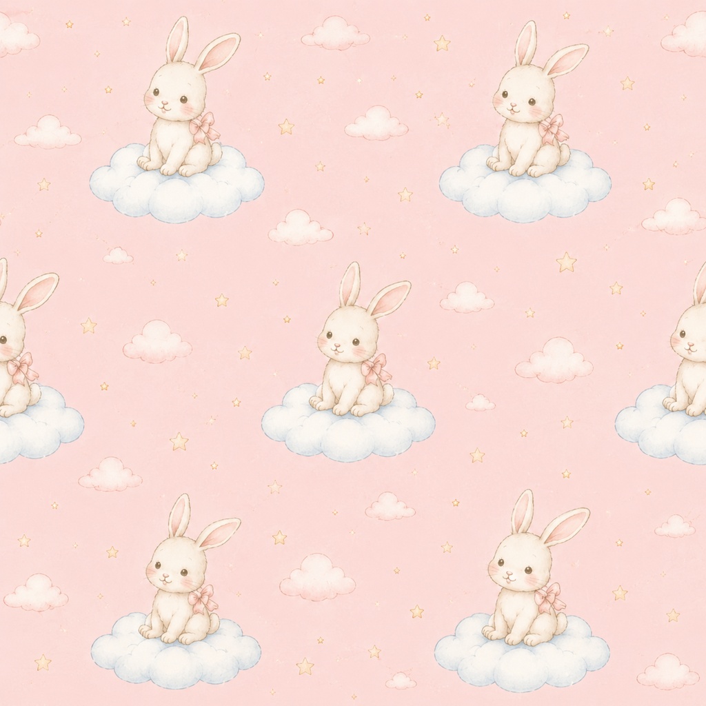 Baby Bunny|うさぎのデジタルペーパー12枚セット|ベビーピンク・水彩・PNG