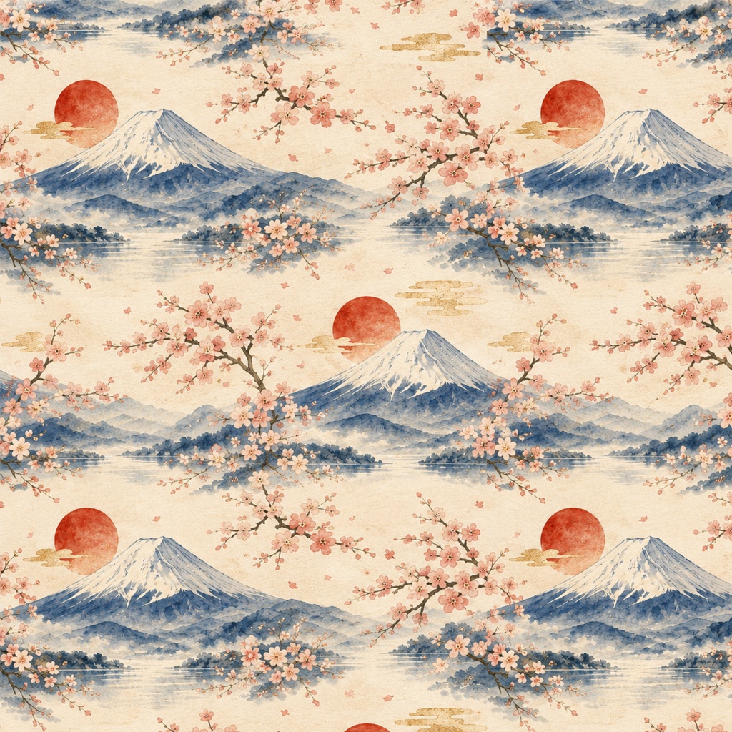 Traditional Japan|和柄デジタルペーパー 12枚セット|日本・富士山・鳥居・招き猫・だるま・和風素材