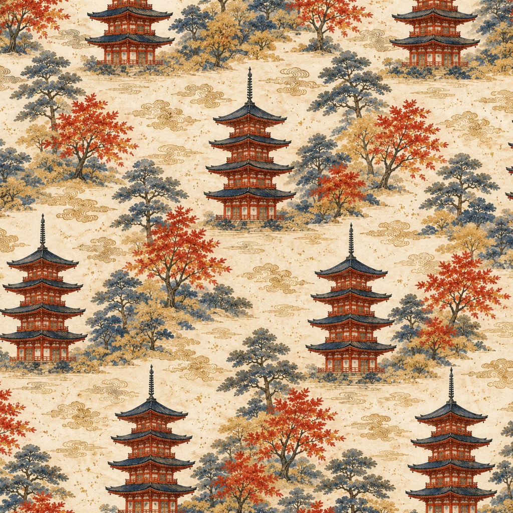 Traditional Japan|和柄デジタルペーパー 12枚セット|日本・富士山・鳥居・招き猫・だるま・和風素材