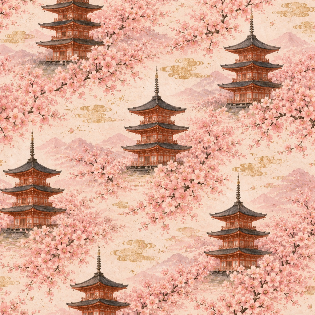 Sakura Japan|桜と京都の和風デジタルペーパー 12枚セット|春・富士山・和柄・日本