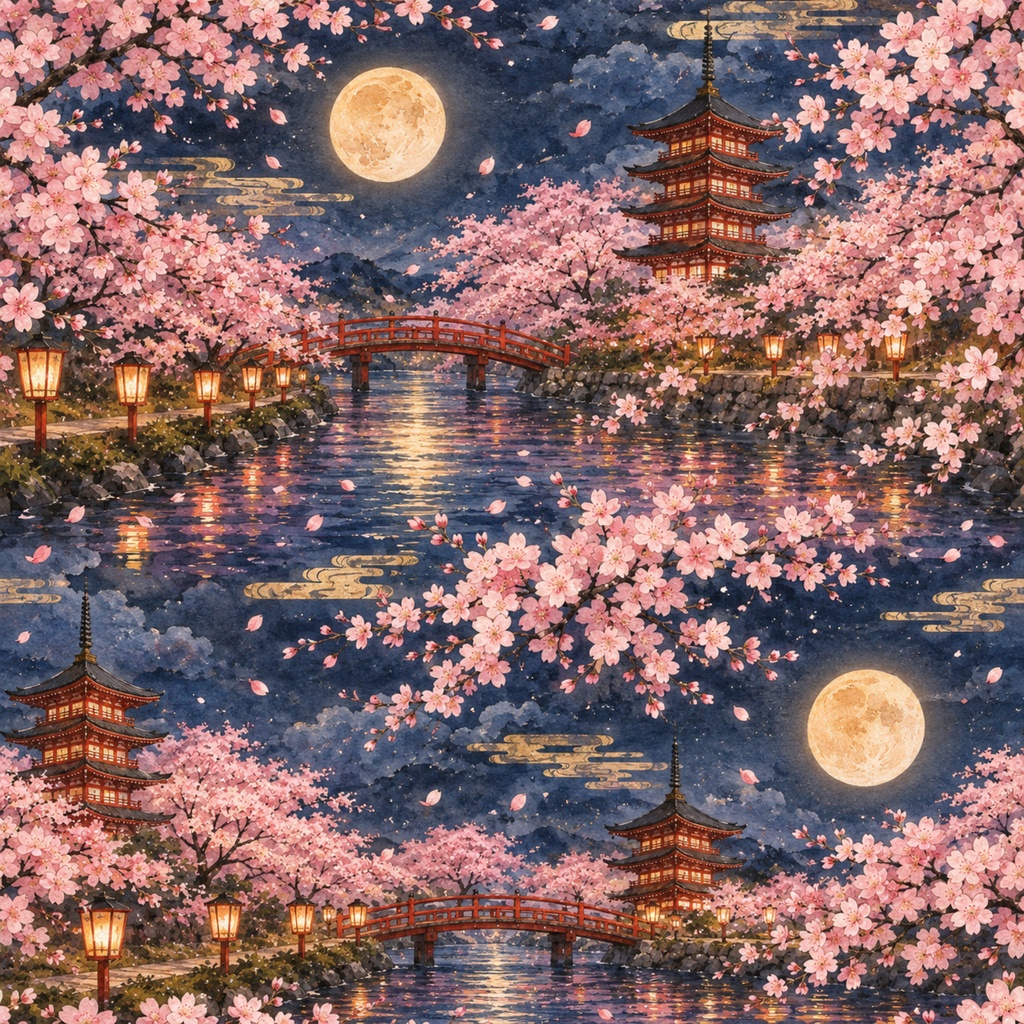 Sakura Japan|桜と京都の和風デジタルペーパー 12枚セット|春・富士山・和柄・日本