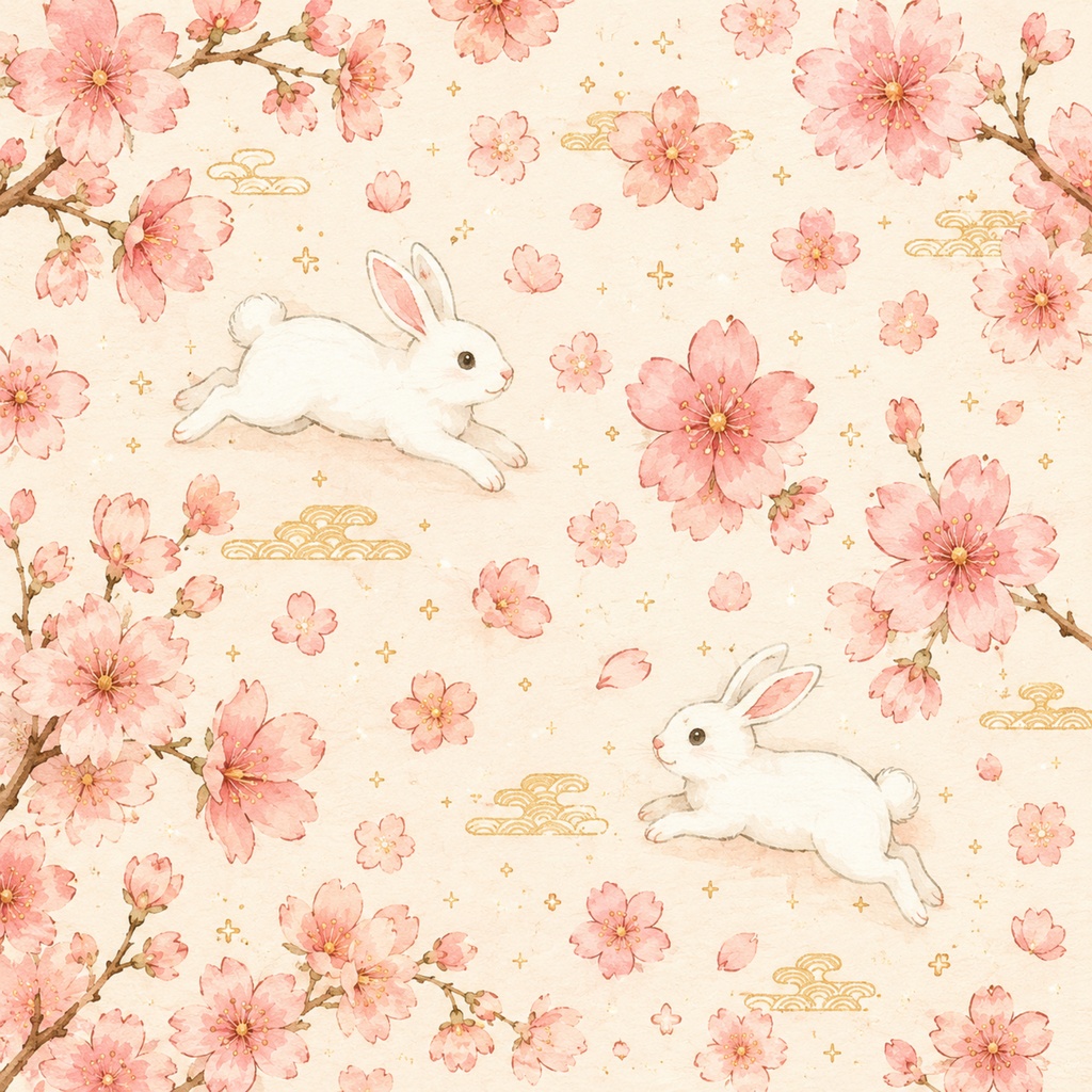 やさしい和柄デジタルペーパー 10枚セット|桜・うさぎ・柴犬・だるま・折り鶴・抹茶|和風デザイン