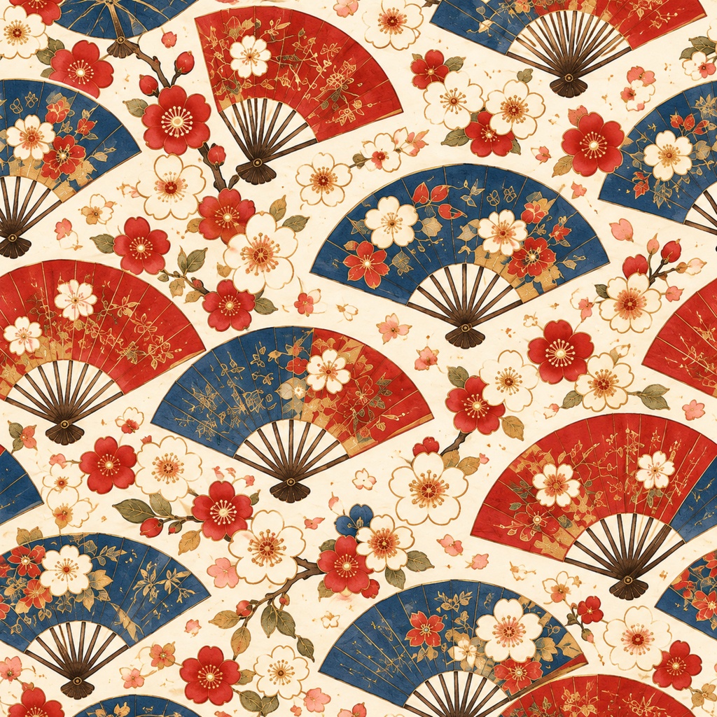 【和柄デジタルペーパー12枚セット】Japanese Pattern Collection|桜・椿・菊・扇子・和傘・手毬・折り鶴・藤|PNG背景素材