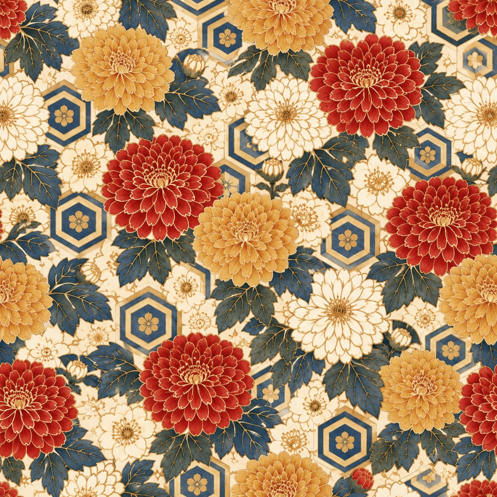 【和柄デジタルペーパー12枚セット】Japanese Pattern Collection|桜・椿・菊・扇子・和傘・手毬・折り鶴・藤|PNG背景素材