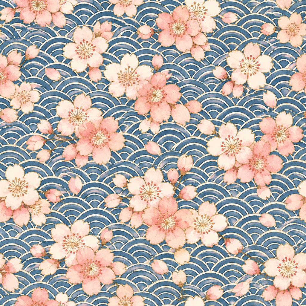 【和柄デジタルペーパー12枚セット】Japanese Pattern Collection|桜・椿・菊・扇子・和傘・手毬・折り鶴・藤|PNG背景素材