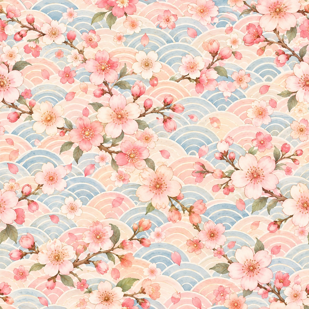 パステル和柄デジタルペーパー12枚セット|Japanese Floral Collection