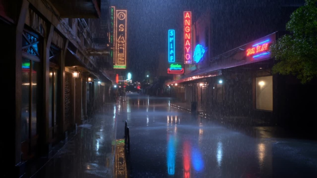 [動く] 雨のネオン街のループ背景素材　3種類