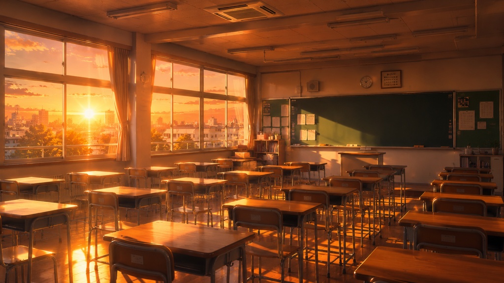 教室・学園背景素材集 Vol.1【16:9・8枚｜無料サンプル1枚】