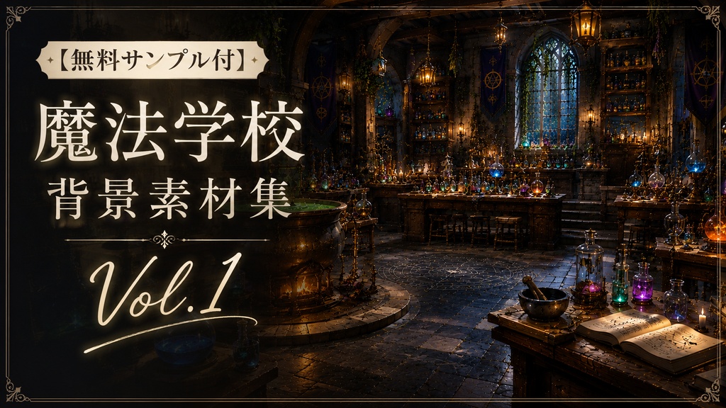【無料サンプル付】魔法学校背景素材集 Vol.1【16:9・20枚】