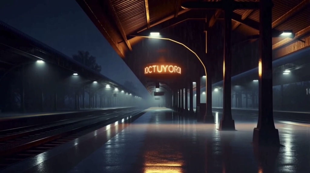 【動く】雨の夜の無人駅ホーム｜12秒シームレスループ背景動画【1920×1080】