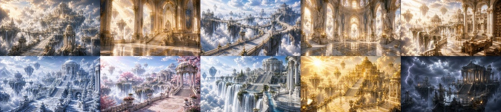 【無料サンプル付】【20枚セット】天空神殿・空中都市 背景素材集 Vol.1|ファンタジー・ゲーム・動画背景【16:9】