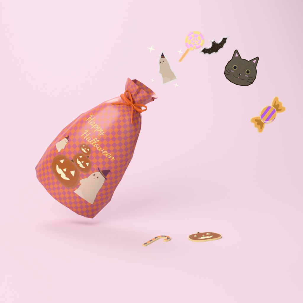 【VRChat ギミック】食べられるハロウィンステッカー | お菓子袋つき