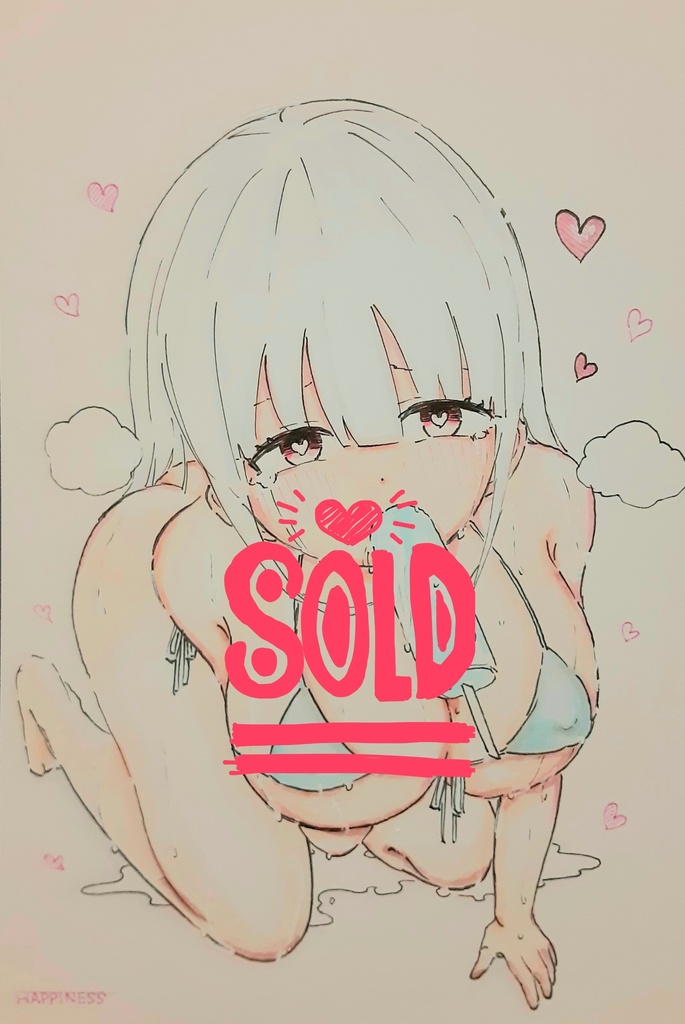 「アイス」原画 原画販売 ポストカード オリジナルイラスト 手書き