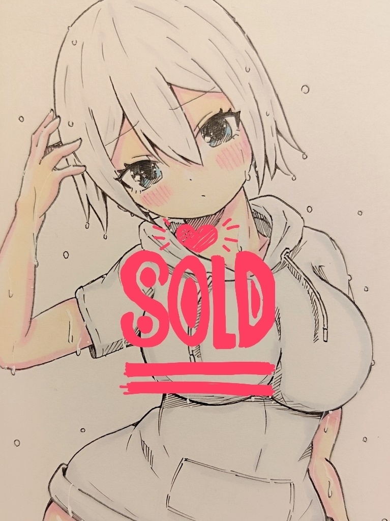 「通り雨」オリジナル 原画 アナログイラスト はぴねすてら 原画販売