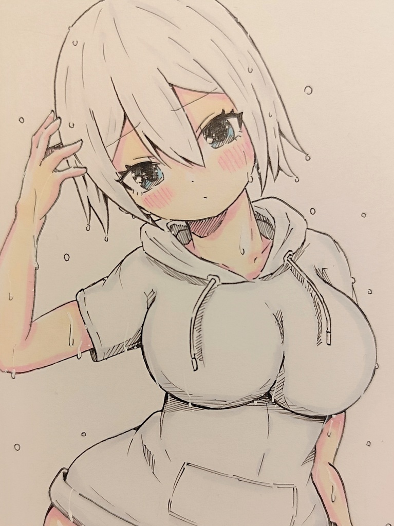 「通り雨」オリジナル 原画 アナログイラスト はぴねすてら 原画販売