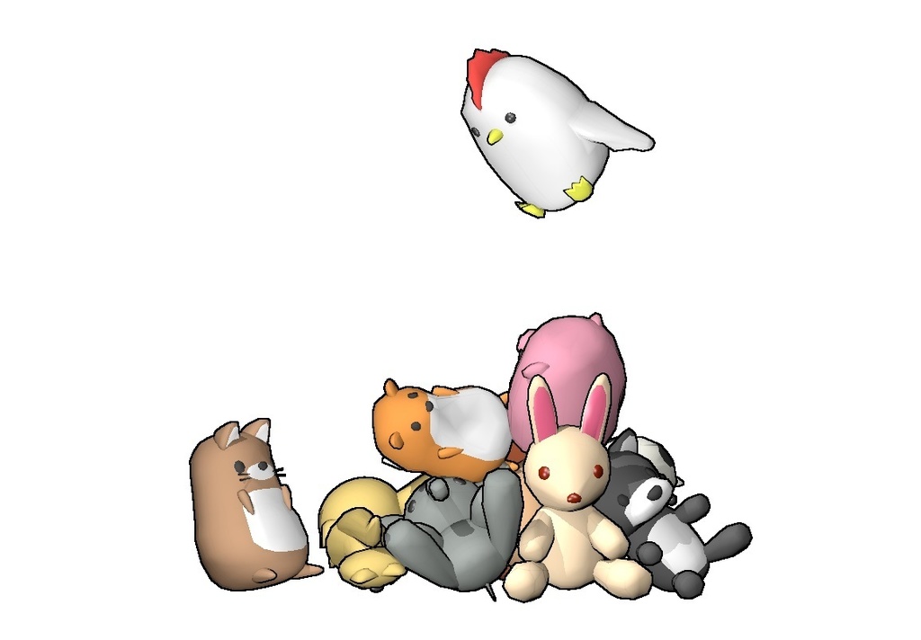 3Dモデル アニマルクッションセット ゲーム・漫画等利用可