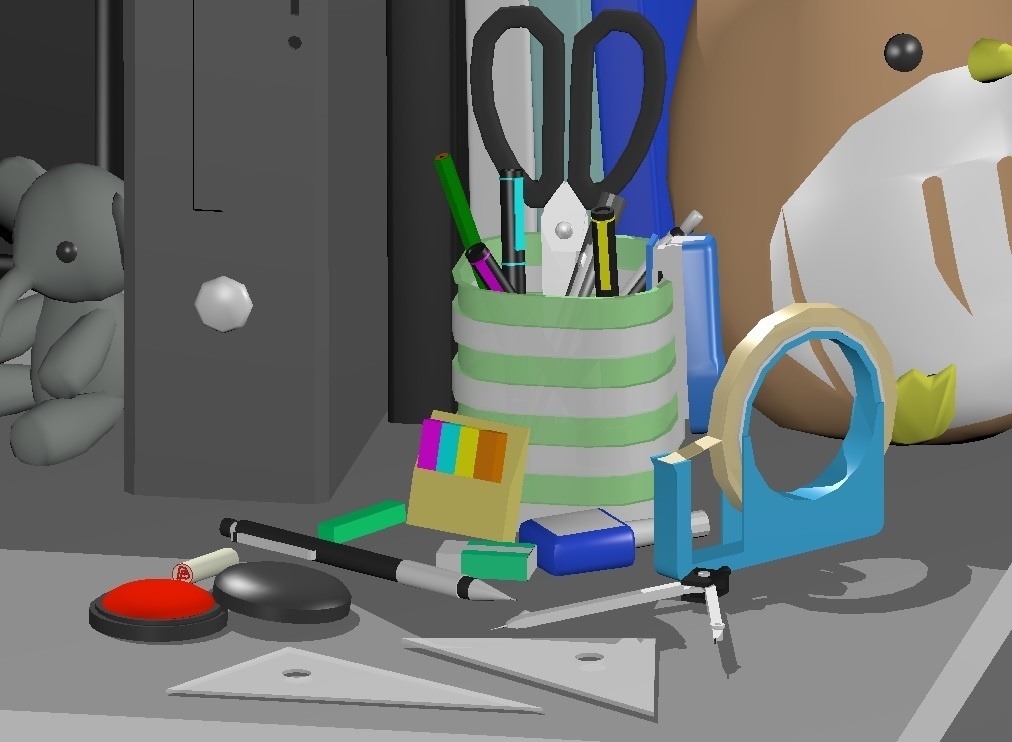 3Dモデル 筆記用具セット ゲーム・漫画等利用可