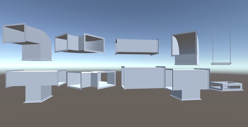 3Dモデル ダクトセット(ゲーム・漫画等利用可)