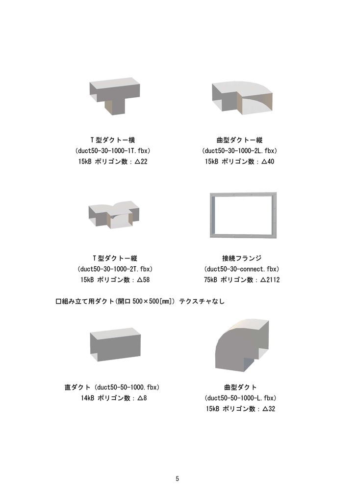 3Dモデル ダクトセット(ゲーム・漫画等利用可)
