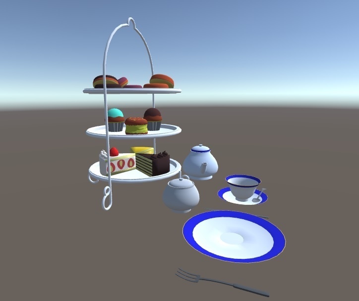 3Dモデル アフタヌーンティーセット(ゲーム・漫画等利用可)