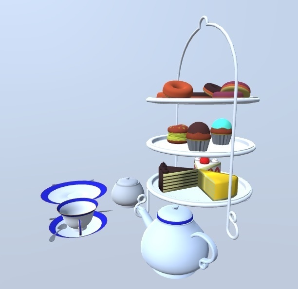 3Dモデル アフタヌーンティーセット(ゲーム・漫画等利用可)