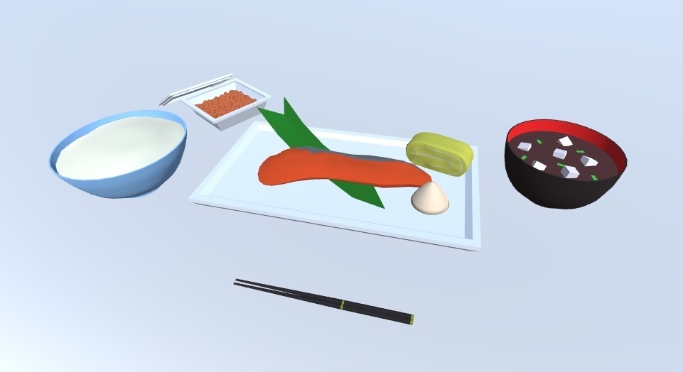 ３Dモデル　和食セット（ゲーム・漫画等利用可）