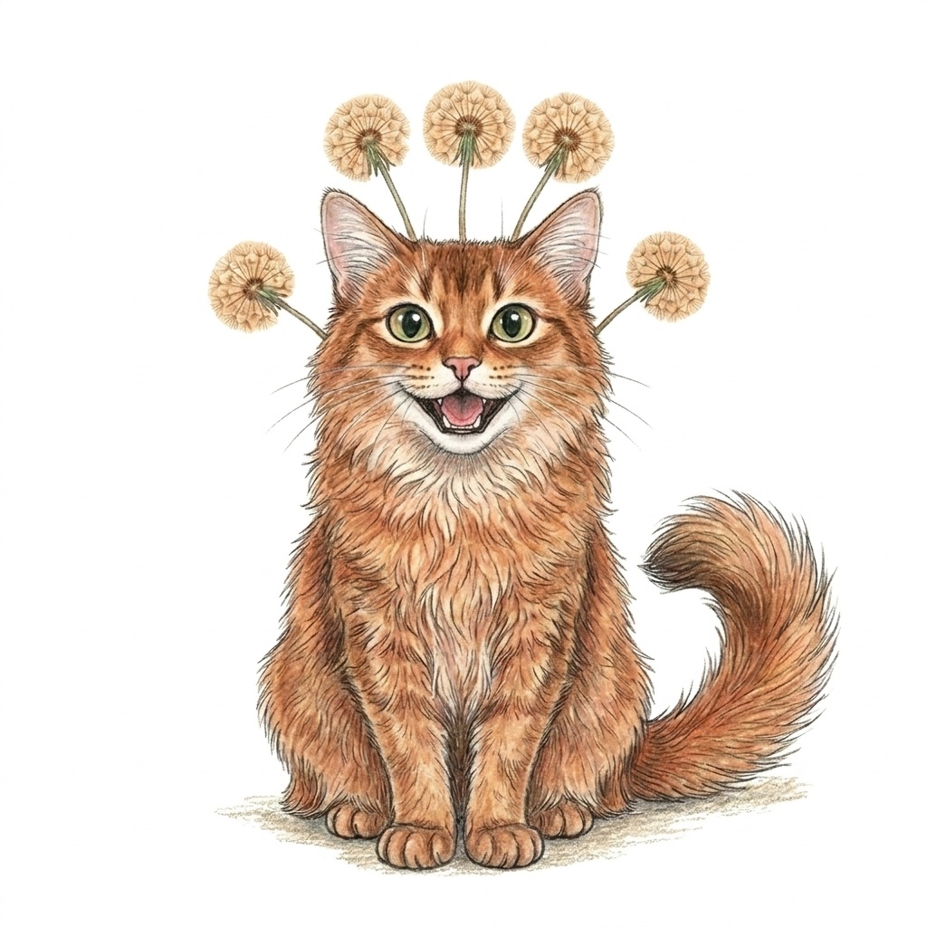 【ソマリ猫】プロフアイコン鉛筆タッチ【背景オフホワイト】