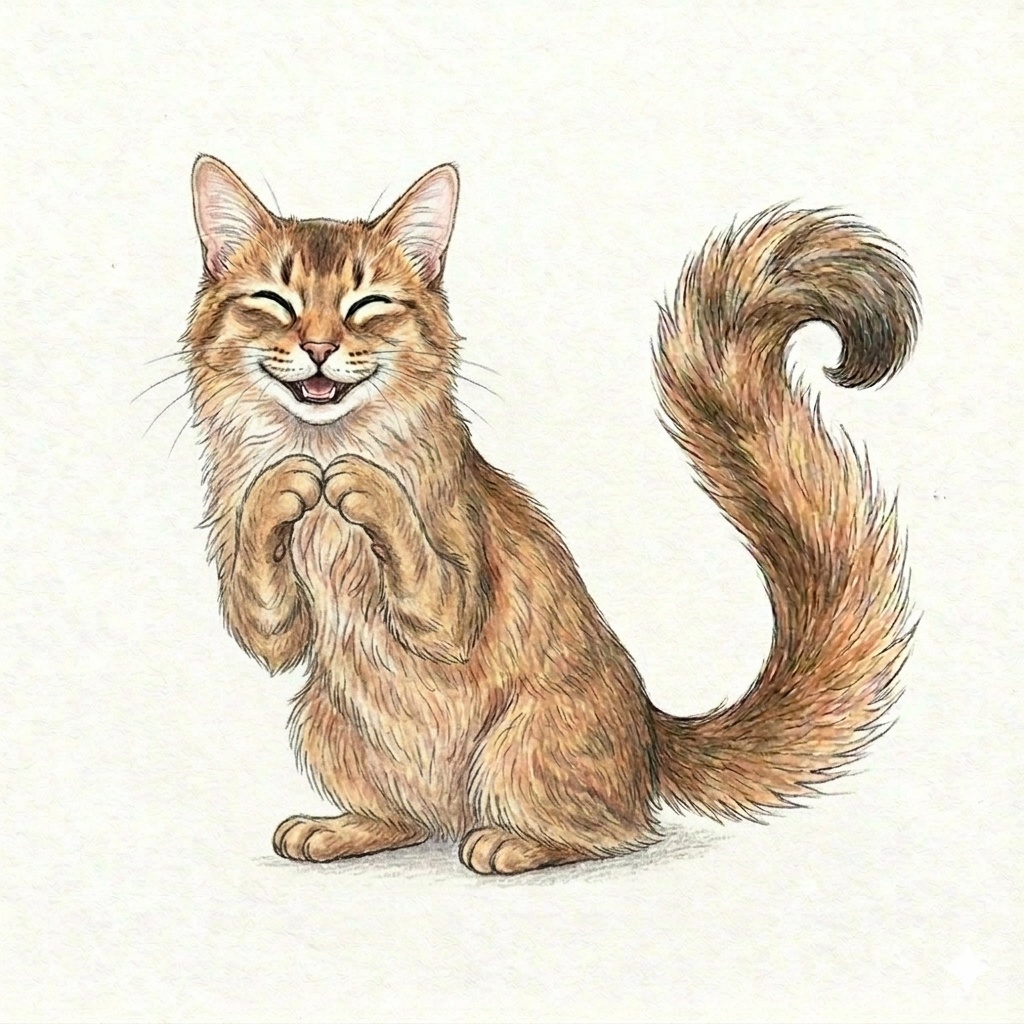 【ソマリ猫】プロフアイコン鉛筆タッチ【背景オフホワイト】