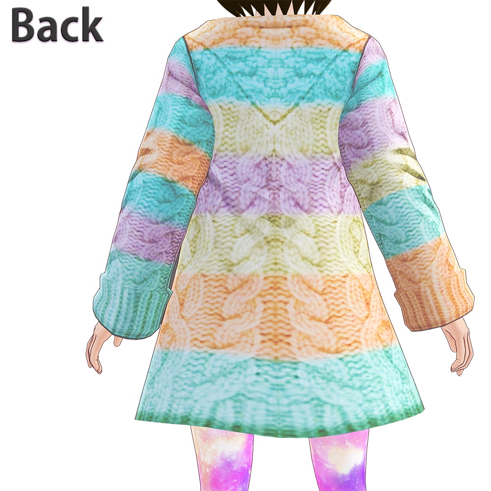 【VRoidテクスチャ/VRM/FBX】春色レインボーニットのカーディガン7カラー