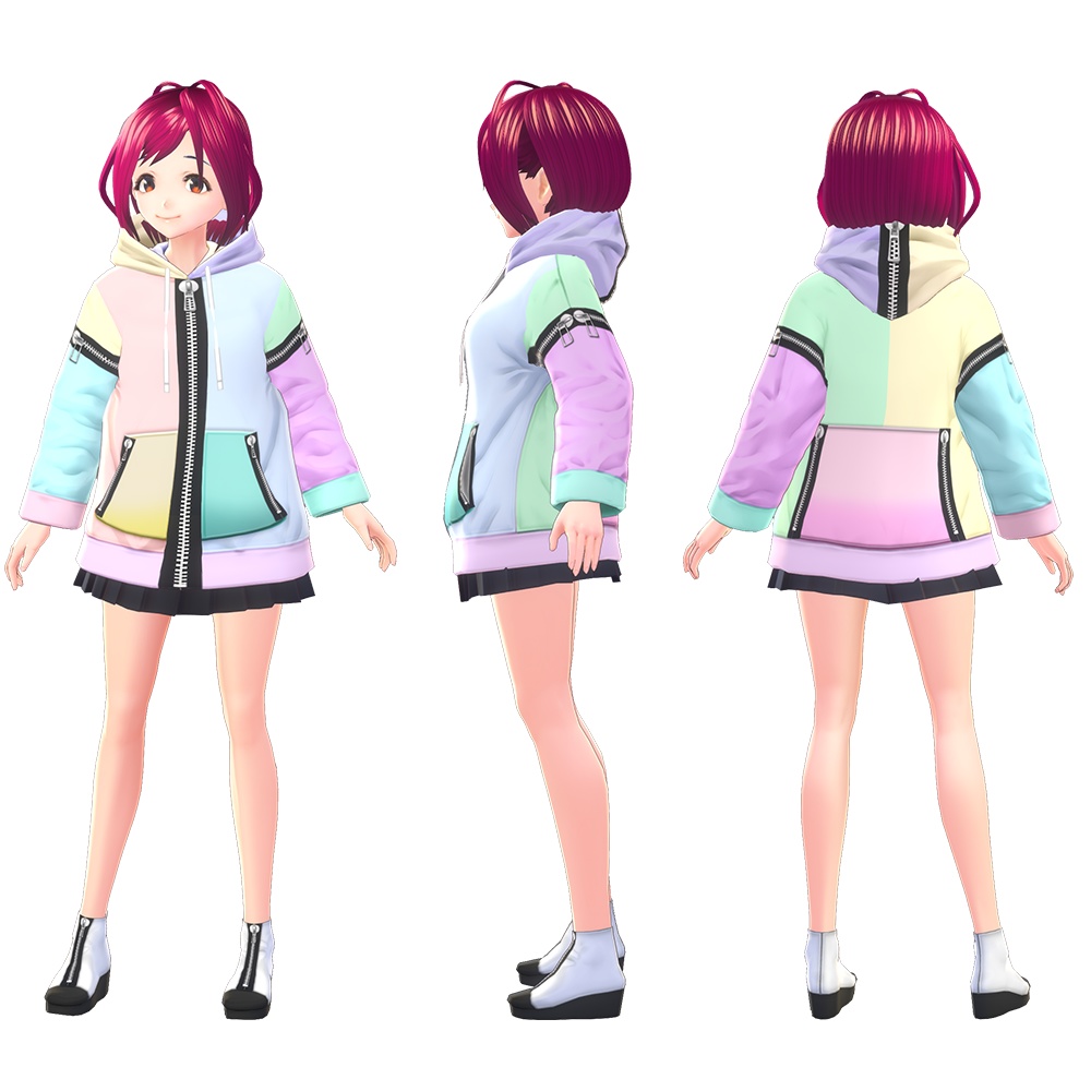 【VRoidテクスチャ/VRM/FBX】春色カラフル&シンプルパーカー